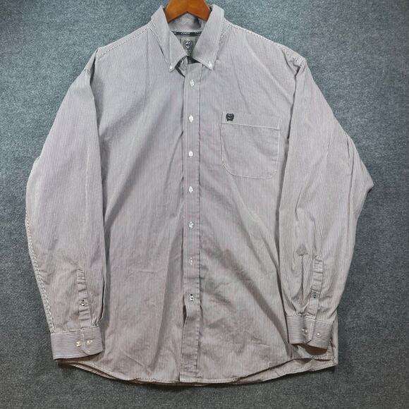 Cinch Button Down Western Shirt Men's XL Red/Blue Striped Cowboy Rodeo READ - Picture 1 of 12